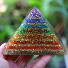Rainbow Layered Chakra Orgone Pyramid EX LARGE 90mm EMF & 5G Protection picture