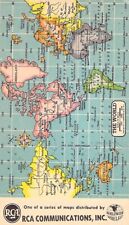 Postcard Vtg RCA Worldwide Direct Circuit Wireless Communications Map Unposted picture