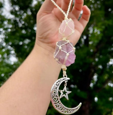Raw Rose Quartz Amethyst Crystal Car Home Pendant Protection Hanging Ornament picture