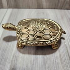 Vintage Brass Turtle Trinket Stash Box Hinged Lid Ashtray  picture