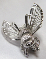 Vintage Silver Tone Monet Jewelry Bumble Bee Insect Lapel Brooch Pin 1-1/2