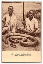 French Equatorial Africa Postcard Missions Des Peres Blanc Serpent Python c1940s picture