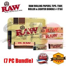 RAW ROLLING BUNDLE #T1A TRAY KING SIZE CLASSIC HEMP PAPERS TIPS MACHINE LIGHTER picture