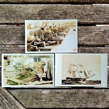 Lot of 3 RPPC USS Constitution Old Ironsides Spar Deck Cannon Closeup Postcards picture