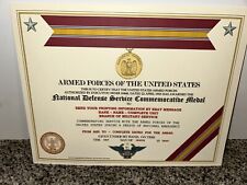NATIONAL DEFENSE SERVICE MEDAL COMMEMORATIVE CERTIFICATE ~ W/PRINTING TYPE-1 picture
