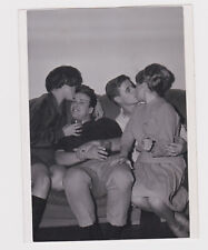vtg snapshot  photo of frisky couples on couch kissing - swingers ? picture