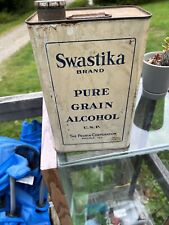 SWASTIKA BRND PURE GRAIN ALCOHOL 1 GALLON EMPTY CAN PEORIA CORPORATION 190 PROOF picture