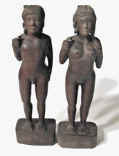 African Fertility Couple Male and Female Full Body Wood Carvings 10 in picture