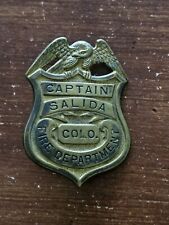 Vintage Salida Colorado Fire Department Captain Badge Rural Obsolete  picture