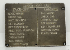 Original Grumman F6F Hellcat Cockpit Check-Off List Metal Plate picture
