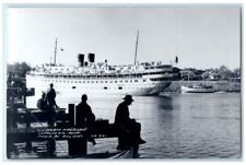c1940's SS North American Steamer Fishing Charlevoix MI RPPC Photo Postcard picture