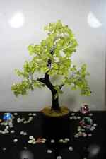 Natural Peridot Crystal Money Tree Bonsai Healing Reiki Stone Home Decor A2 picture