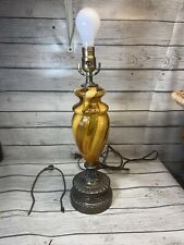 Vintage Murano Amber Glass Swirl Table Lamp Regency Mid Century picture