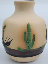 Betty Selby Vtg Cactus Southwest Hand-painted Vase Signed 1984 4.5