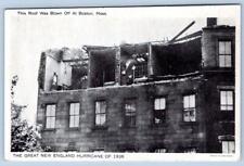 1938 HURRICANE DAMAGE NEW ENGLAND ROOF BLOWN OFF OF BOSTON HOUSE POSTCARD picture
