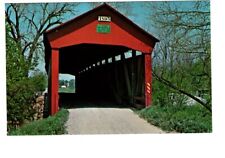 Vintage Putnam County Indiana Manhattan Covered Bridge Unposted Postcard #448 picture