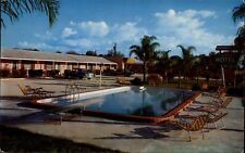 Charbell Motel Sebring Florida 50s car swimming pool ~ 1959 vintage postcard picture