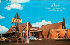 Baker California~Pike's Cafe~Steakhouse & Saloon~1970s Cars~Postcard picture