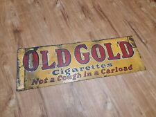 Old Gold Painted Metal Sign Vintage Not A Cough In A Carload picture