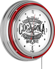 Trademark Gameroom Neon Clock - Retro Coca-Cola Brazil 1886 Vintage Analog Wall  picture