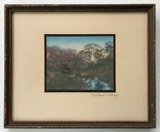 Wallace Nutting Signed Framed Rowboat Wooded Lake Hand Tinted Photo Vintage picture