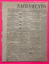 SACRAMENTO DAILY UNION : AUGUST 1867 VINTAGE PAPER POST CIVIL WAR ERA picture