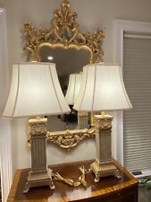 Pair of Stunning, Elegant Neo-Classical Lamps: Rectangular Columns: Antique Gold picture