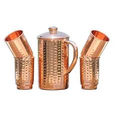 HealthGoodsIn - Pure Copper Hammered Pitcher with 4 Copper Tumblers picture