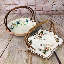 2 vtg hershey park souvenir plates w wicker handles china hand painted Japan picture