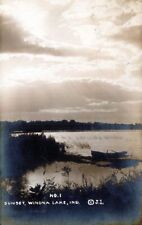 WINONA LAKE IN - Winona Lake Sunset Real Photo Postcard rppc picture