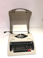 WORKING WHITE OLYMPIA TRAVELLER C TYPEWRITER & CASE WITH RIBBON 1990s AV85 picture