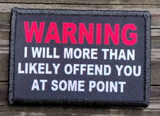 Warning I Will Offend You Morale Patch Hook and Loop Funny Army Custom Tactical picture