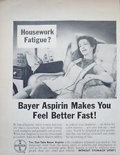 1956 Bayer Aspirin Housework Fatigue Woman Relaxing Vintage Art Print Ad picture