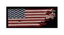 Distressed Tattered American USA Flag 3.5 X 1.5 Inch Iron on Patch (MTT1)  picture