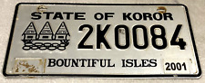 2001 Koror Palau license plate BOUNTIFUL ISLES 2K0084 Graphic Foreign Island tag picture