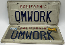 Pair Expired 2005 California Vanity Personalized License Plates OMWORK Om picture