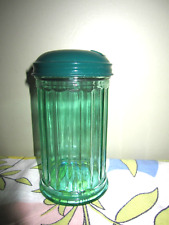 Vintage Depression GREEN RIBBED GLASS SUGAR DISPENSER 5.5 T RESTAURANT STYLE picture