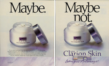 1989 CLARION SKIN Daily Hydrating Cream Noxell 2 Page Vintage Magazine Print Ad picture