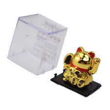 (Gold)Solar Powered Lucky Cat 2 Inch Mini Cute Solar Waving Cat Lucky Wealth picture