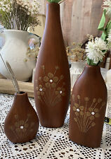 Vintage 1970s Vases Set Of 3, Wood Painted Vases Bohemian, Absolute Beauties picture