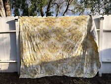 1960s-70s Vintage Queen Floral Bedspread Coverlet 75 x 100 Yellow Floral picture