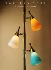 WOW VTG MID CENTURY MODERN TRI-COLOR GLASS TENSION POLE LAMP ATOMIC TEAK MCM 50s picture