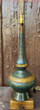 Vintage MCM DRIP  Table Artist Hand Painted With Wood Base Genie MUST SEE picture