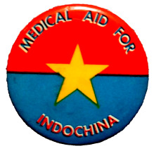 MEDICAL AID FOR INDOCHINA COMMITTEE - 1972 Noam Chomsky Vietnam Protest button picture