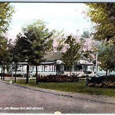 c1910s Council Bluffs, IA Lake Manawa Park Entrance Rare View Postcard A116 picture