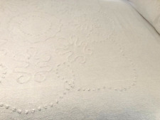 White Chenille Bedspread Fringed CUTTER As Is Vintage  Shabby Chic 86