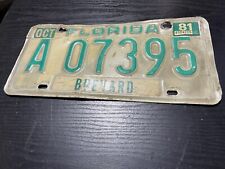 Florida Vintage Oct 1981 Old License Plate Brevard Co  A07395 picture