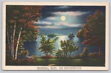 Wabeno Wisconsin, Northwoods Moonlight on Lake Scenic View, Vintage Postcard picture
