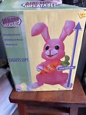 Rare  Vintage Inflatable Lighted  Easter Bunny   Gemmy 6 Foot Tall  Pink picture