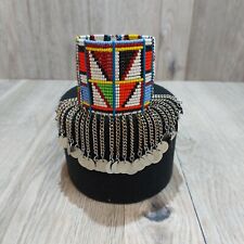 Colorful South African Maasai Zulu Woman's Beaded Bracelet Geometric Cuff picture